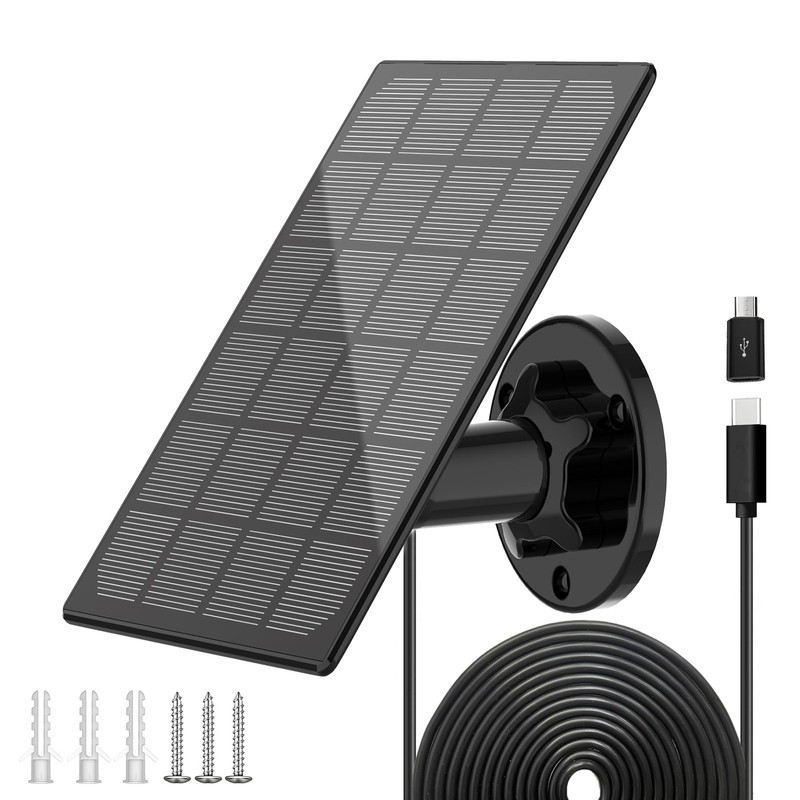Solar Panel for Outdoor Camera, IP66 Waterproof Solar Charger, Continuous Sol…