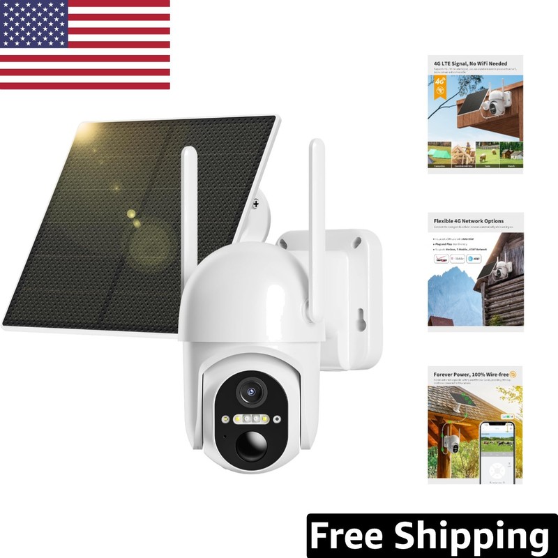 4G LTE Solar Security Camera – 2K Night Vision, No WiFi Required, App-Controlled