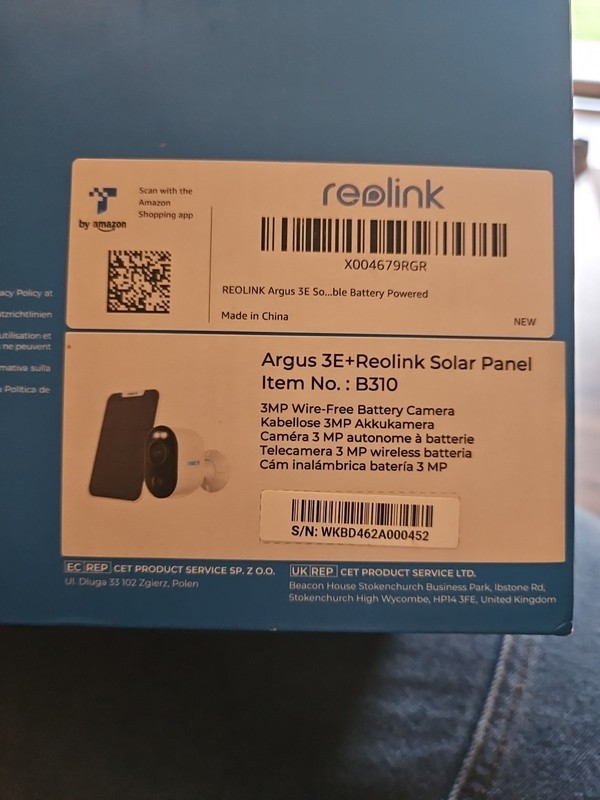 Argus 3e + Reolink Solar Panel New In Sealed Box
