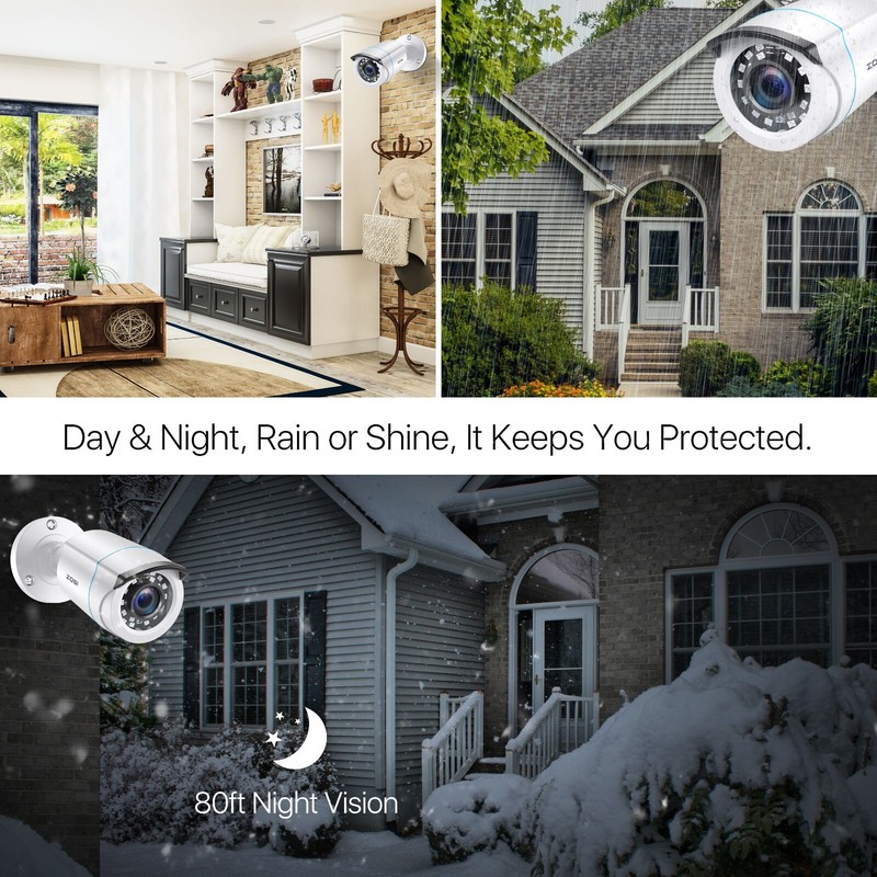 ZOSI 4-pack 1080P HD-TVI Home Security Cameras Outdoor Indoor 80ft Night Vision gallery