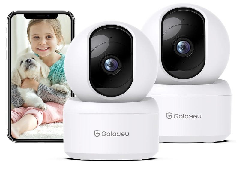 2K Indoor Security Camera Wifi 360° Degree Night Vision Auto Motion Track 2 Pack