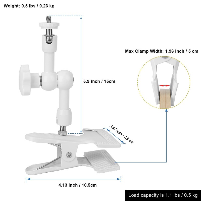 Camera Clip Clamp Mount 5.9" Adjustable Arm for Arlo/Blink/Nest/Wyze - Flexible gallery