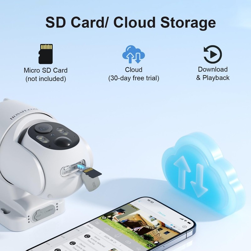 HOSAFE.COM Solar Security Cameras Wireless Outdoor, 360° PTZ Remote White gallery