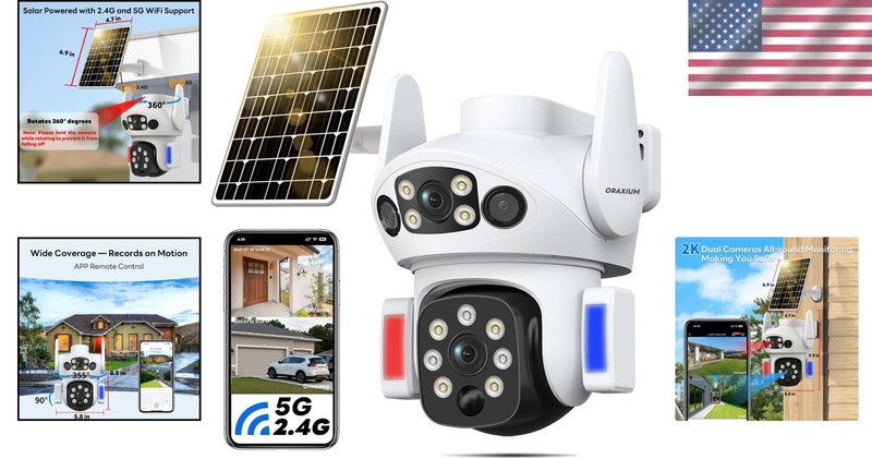 Solar Powered Wireless Security Camera with Dual Lens Color Night Vision gallery
