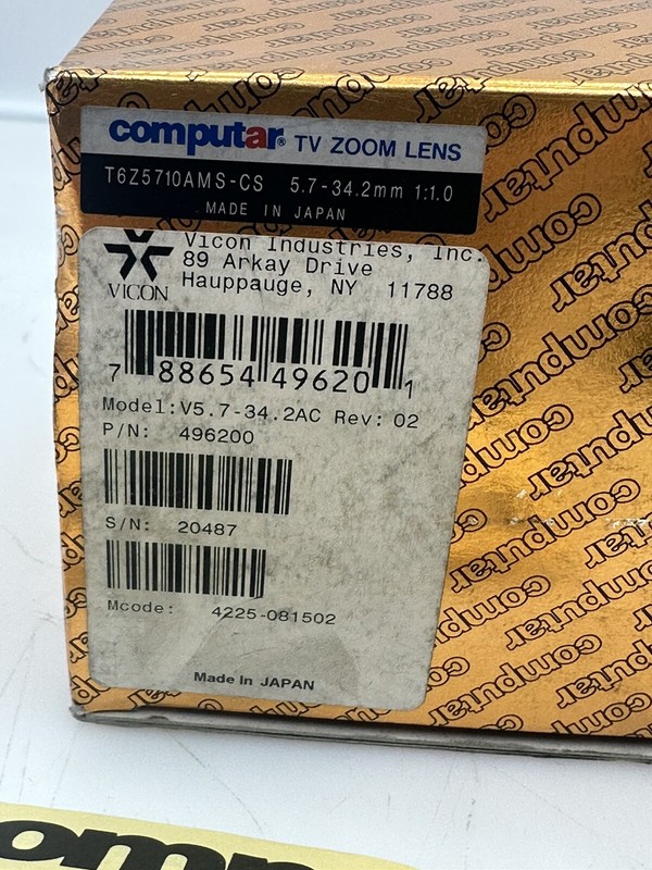 COMPUTAR T6Z5710AMS-CS Motorized Zoom F/1.0 Video Auto Iris Lens 5.7-34.2mm NEW gallery