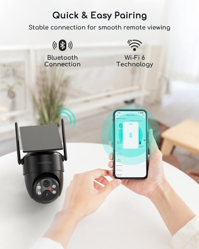 COOAU Solar Security Cameras Wireless Outdoor,2K 360° Camera for Home Security gallery