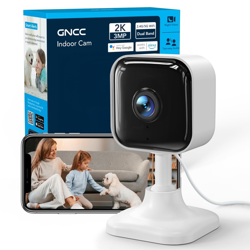 GNCC 2K Indoor Security Camera WiFi Pet Monitor Night Vision Motion Detection GC gallery
