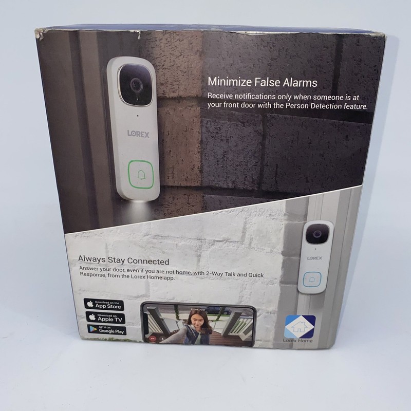 Lorex 2K Wired Video Doorbell Camera Person Detection B451AJD-E White