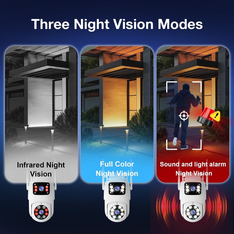 Dual Lens WiFi Security Camera Outdoor 4K 8MP PIR IP65 Weatherproof Surveillance gallery