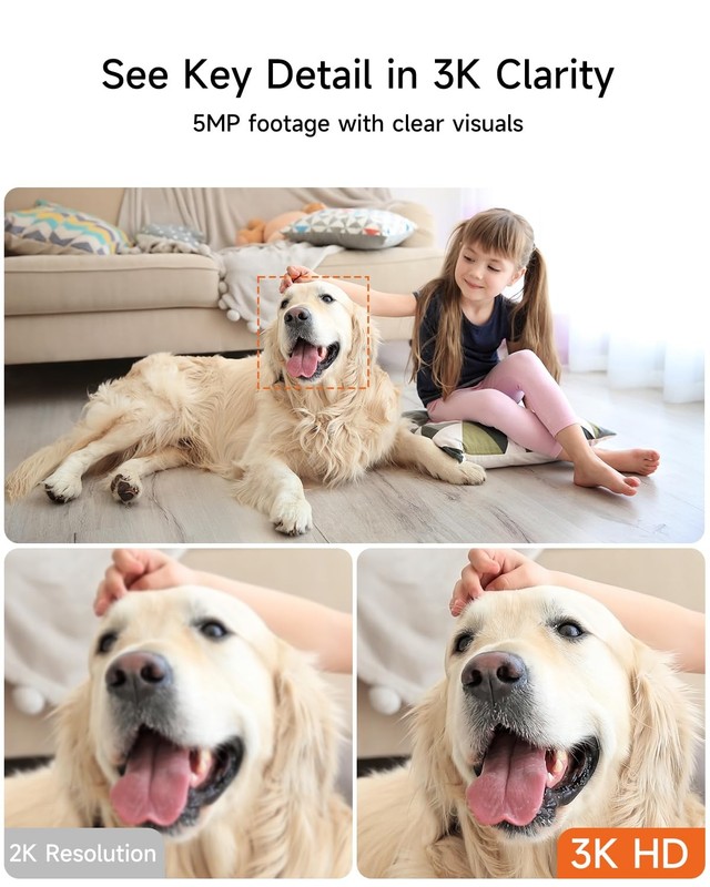 CINMOORE 5G Pet Camera Indoor with Phone App, 3K Cat Dog Cameras White gallery
