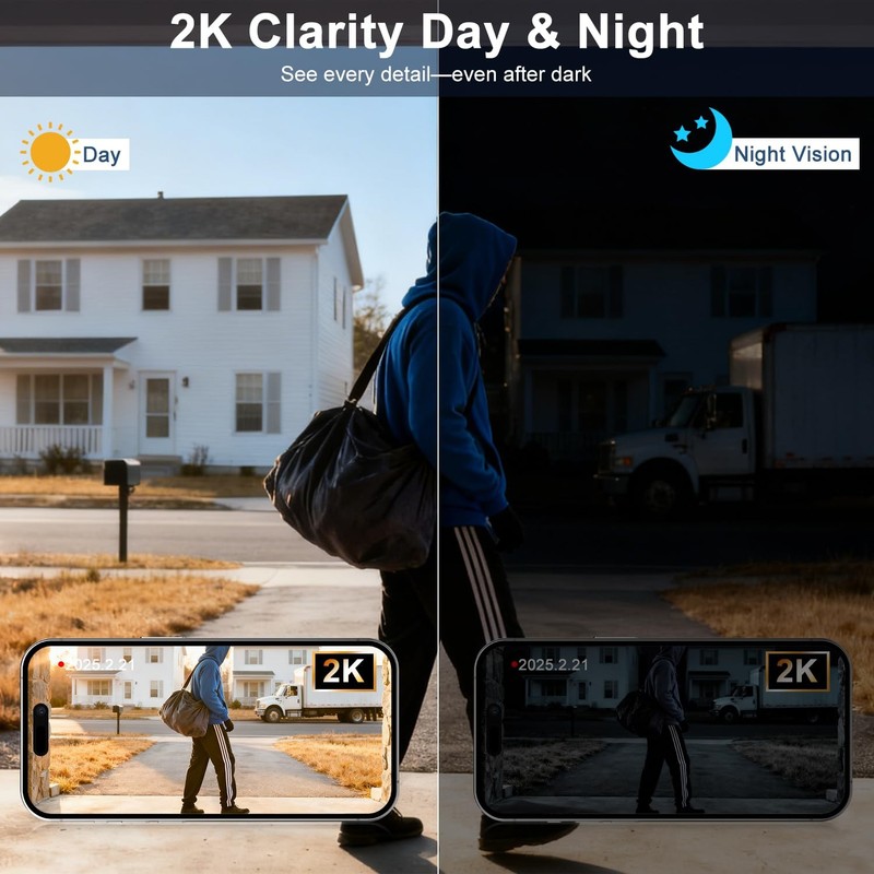 Doorbell Camera Wireless with Chime -2K HD Video AI Motion Detection, Two - W... gallery