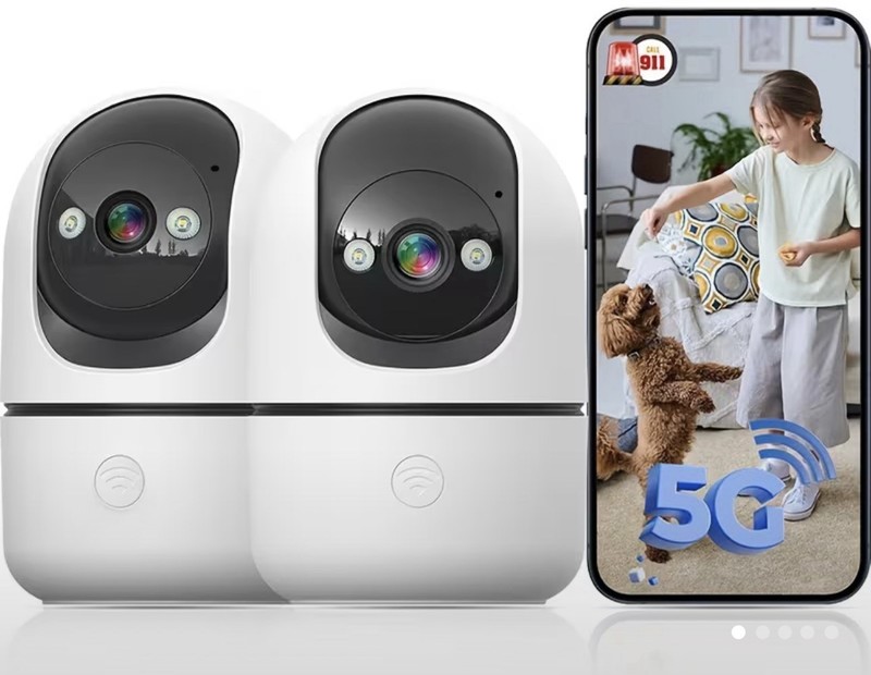 2 Pack Indoor Security Camera 5G WiFi 360° PTZ AI Detection Two-Way Audio
