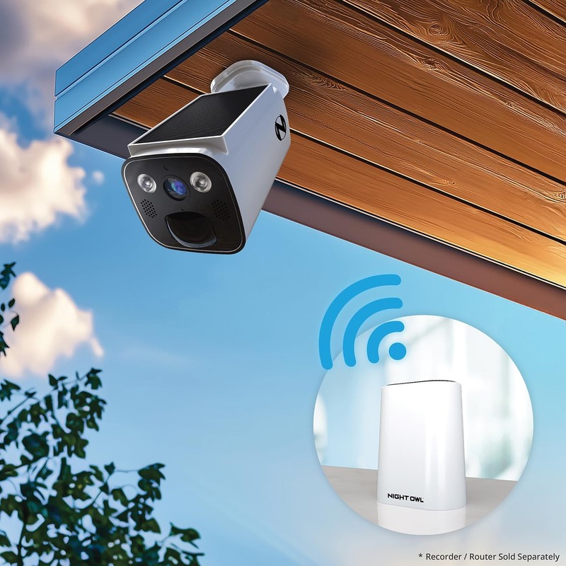 2K Battery Solar Powered Camera with Spotlight and 2-Way Audio – White gallery