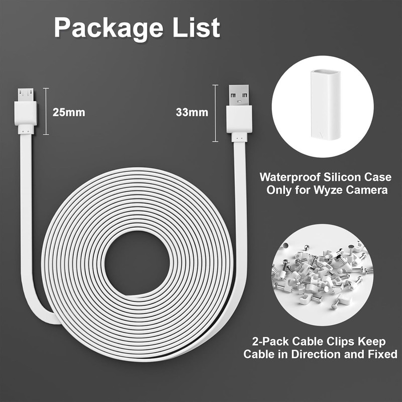 2 Pack 25FT Camera Power Cord for Wyze Cam V3/V4/OG/Pan V2 Ring Indoor Cam Si... gallery