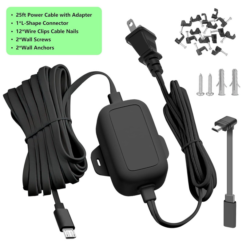 WYZE 25FT Outdoor Power Adapter for Cam V4 OG/V3/V3 Pro L-Shape Micro USB Exte gallery