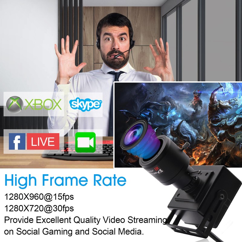 ELP 1.3 Megapixel USB2.0 Webcam w/ 2.8-12mm varifocal lens 960P USB Camera F ATM gallery