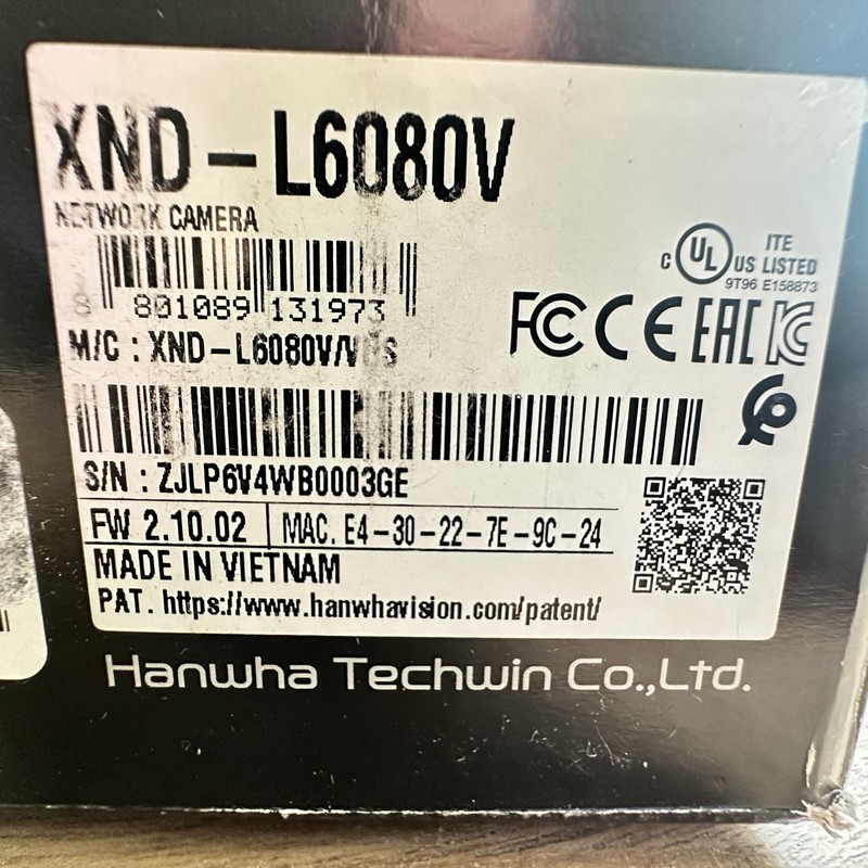 Samsung Wisenet XND-L6080V Dome Camera 2MP X Lite Indoor 60fps ICR IP66 IP POE gallery