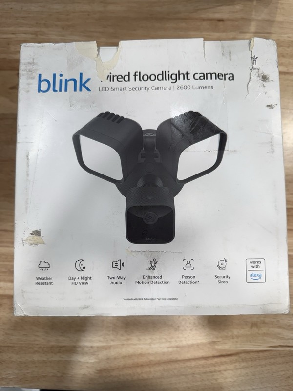 Blink Wired Floodlight Camera Black 2600 Lumens HD Security Camera Open Box