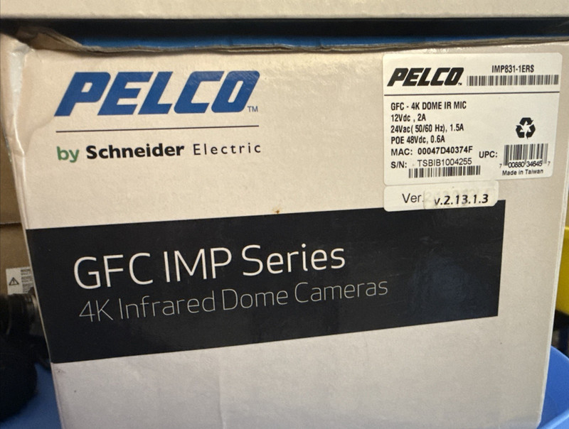 PELCO IMP831-1ERS GFC - 4K DOME IR MIC CCTV CAMERA NEW OPEN BOX gallery