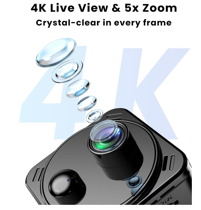 4K Mini Dual-Band 2.4/5GHz WiFi Indoor with AI Human Detection Night Vision gallery