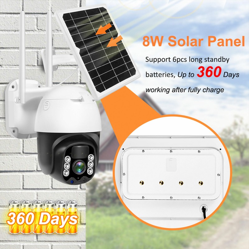 4G Solar Powered PIR Motion WIFI Wireless HD Camera Outdoor PTZ Built-in Battery gallery