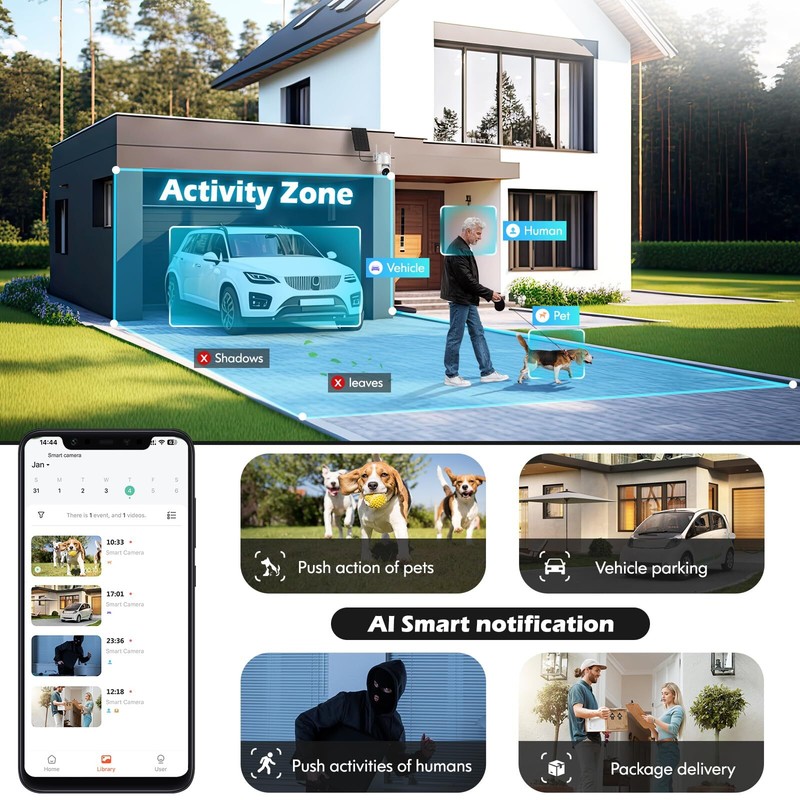 Solar Powered 2K Wireless Security Camera 355 Coverage with Night Vision gallery