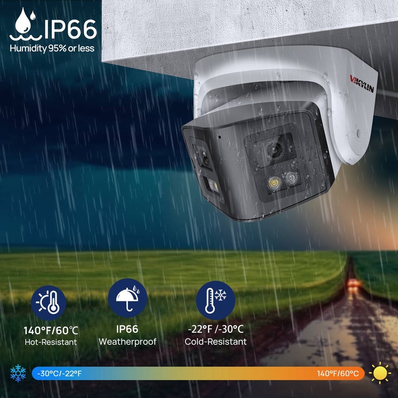 VIKYLIN 4K 8MP 170° Panoramic IR Full Color IP Camera Dual lens Dual Light CCTV gallery