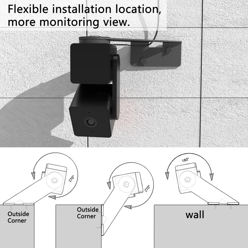 Black Wall Mount for Wyze Camera Pan V3 Outside Corner Bracket for Wyze Camera 2 gallery