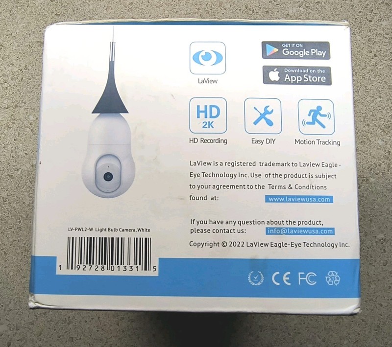 LaView Bulb Security Camera 2.4GHz, 360° Motion Detection 2-Way Audio Cloud & SD gallery
