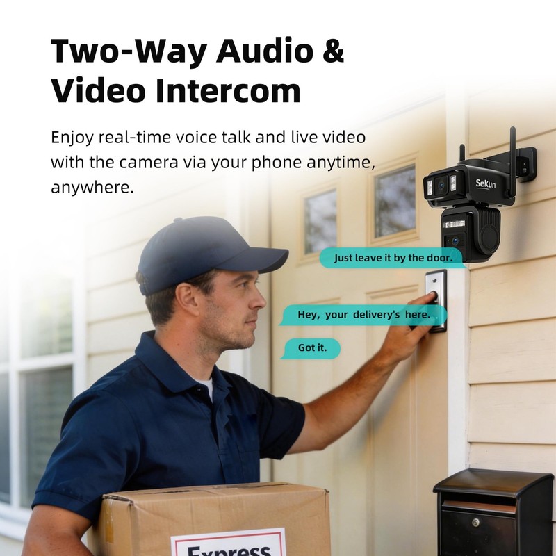 AJ19 Outdoor Solar Wireless Home Security Camera, 2.4GHz WiFi, Dual Lens 360°... gallery