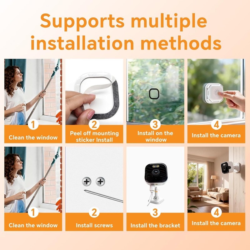 3MP 2K Window Camera, 2.4GHz & 5GHz WiFi Indoor Cameras for Home Security with F gallery