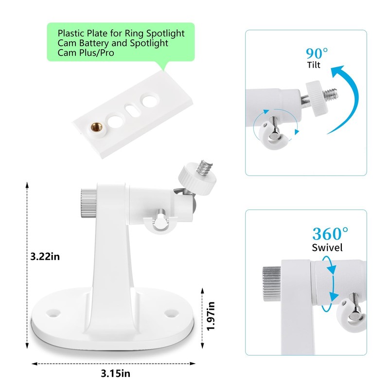 2Pack Adjustable Mounting Bracket for Ring Spotlight Cam Plus/Pro (Battery) and gallery