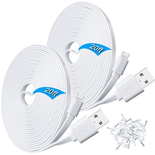 1/2 Wyze Cam Power Extension Cable 12/20ft USB Flat Charging Camera Charger Cord