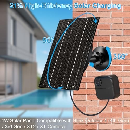 Solar Panel for Blink Outdoor 4/3/XT2/XT Camera, 4W High-Efficiency Solar gallery