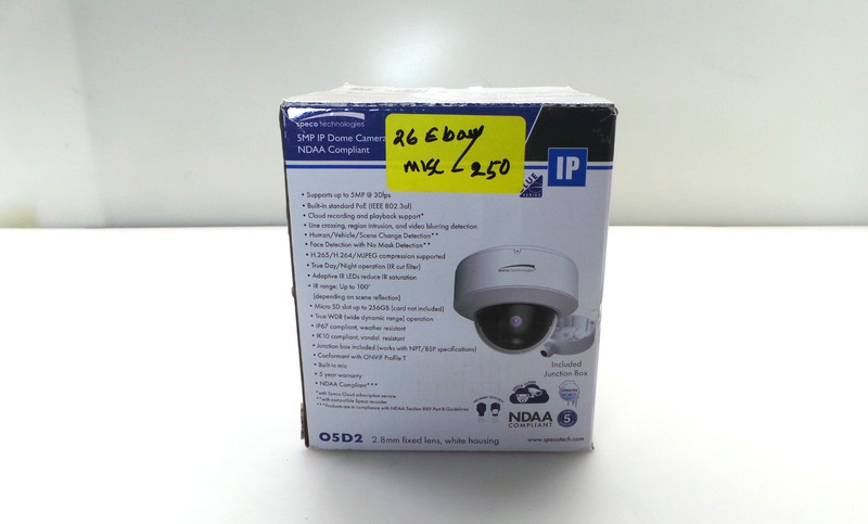 05D2 Speco Technologies 5MP IP Dome Camera - Advanced Analytics, NDAA - Open Box gallery