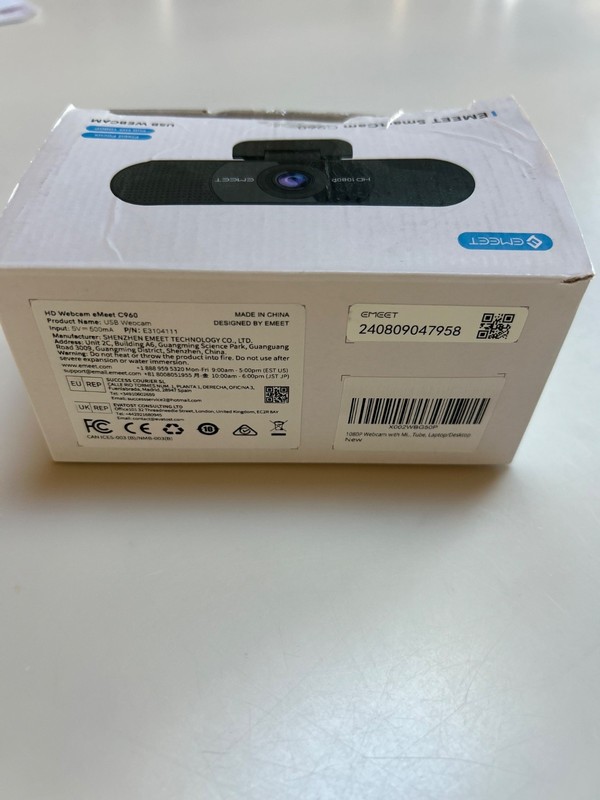 Emeet Smart Cam C960 Webcam Full HD 1080P Dual Microphones Black NEW gallery