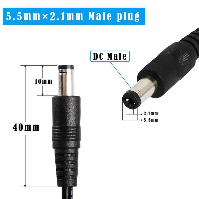 2 PCS DC Y Splitter Power Cable 18AWG DC 5.5MM X 2.1MM Male to Dual DC 5.5MM X 2 gallery