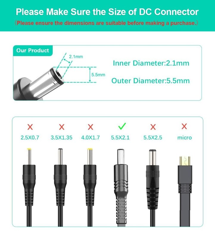 Itramax 12V DC Extension Cable 20ft 2Pack,Flat 5.5mm x 2.1mm 20FT/6M, Black gallery