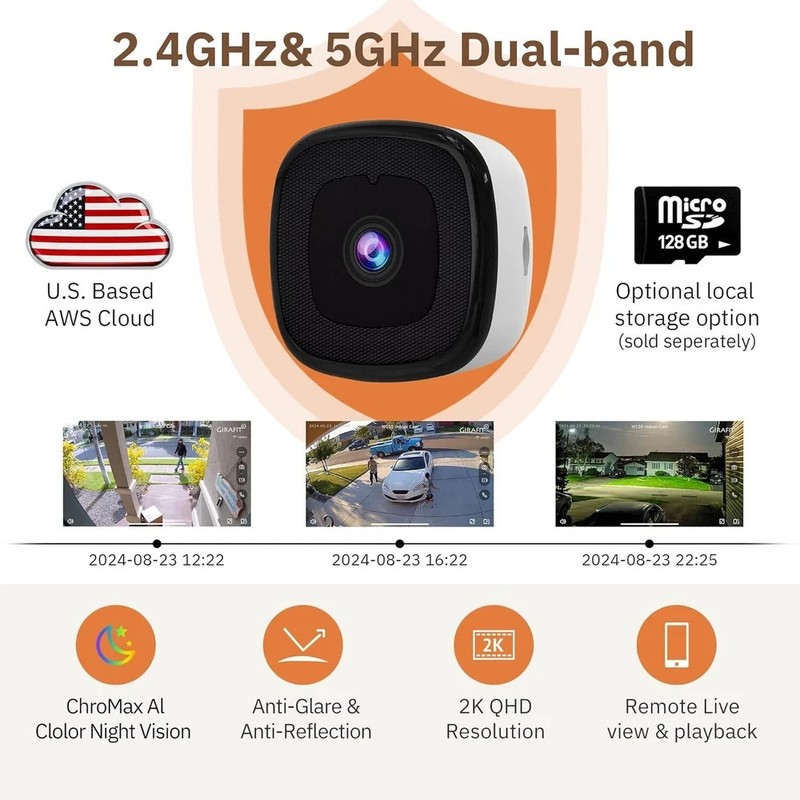 3MP 2K Window Camera,2.4Ghz & 5Ghz Wifi Indoor Cameras for Home Security with Ch gallery