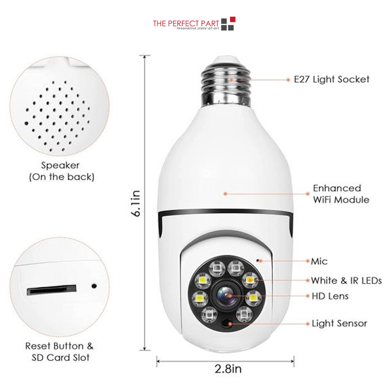 360° 1080P IP E27 Light Bulb Camera Wi-Fi IR Night Smart Home Wireless Security gallery