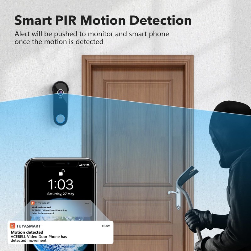 ACEBELL Wireless Smart Video Doorbell Intercom System, WiFi 1080P Video Doorb... gallery