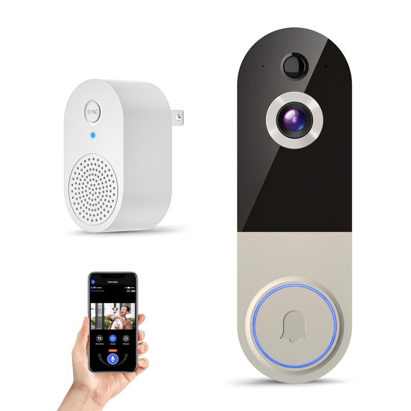 1080P Wireless Video Doorbell Camera with Receiver, AI Human Motion Detection…