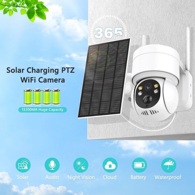 Wireless WIFI Solar Panel PTZ IP Camera PIR 1080P Outdoor CCTV Security Camera gallery