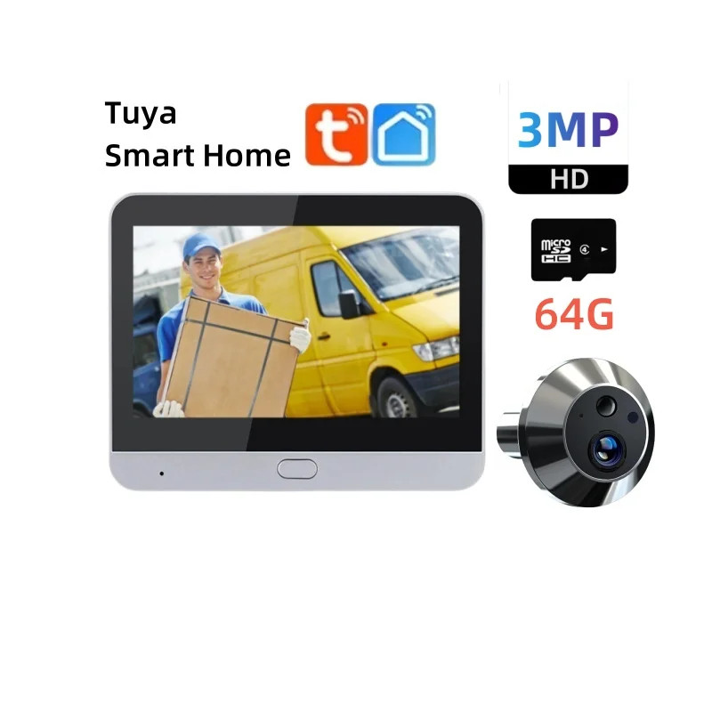 ESK Tuya Smart WiFi Peephole Camera 3MP 4.3" Video Door Viewer Night Vision gallery