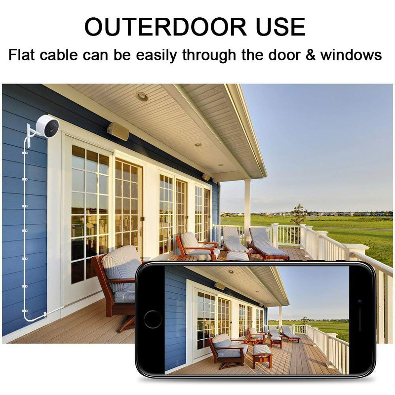 フラット電源延長ケーブル 2本パック 40フィート Wyze Cam/Wyze Cam Pan Yi Camera NestCam 屋内 Blink XTカメラ gallery