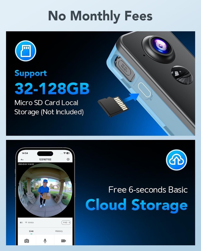 180° Video Doorbell with Two-Way Talk, No Monthly Fee, Wi-Fi Chime, Alexa/Google gallery