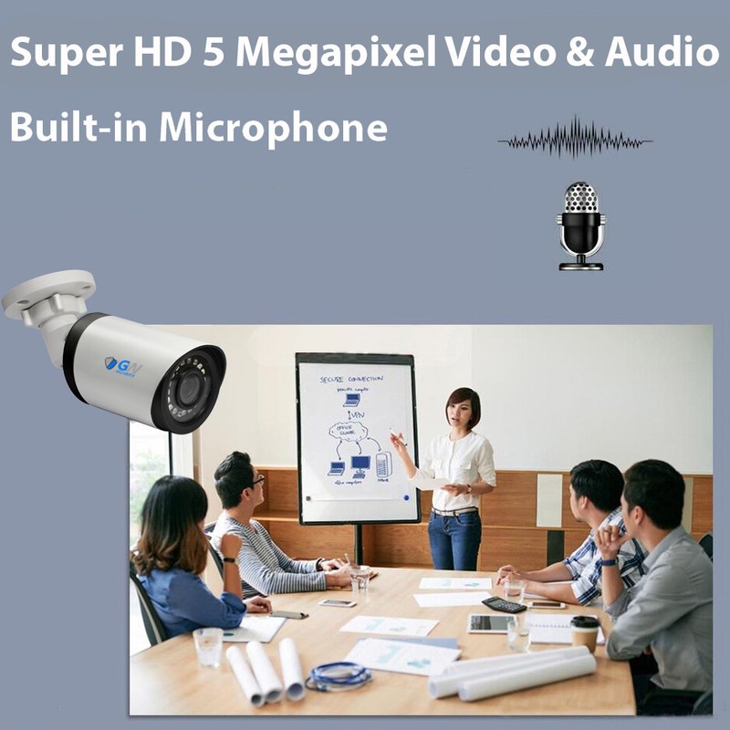 8 Channel NVR 8 5MP H.265+ PoE IP Microphone AI Bullet Security Camera System gallery