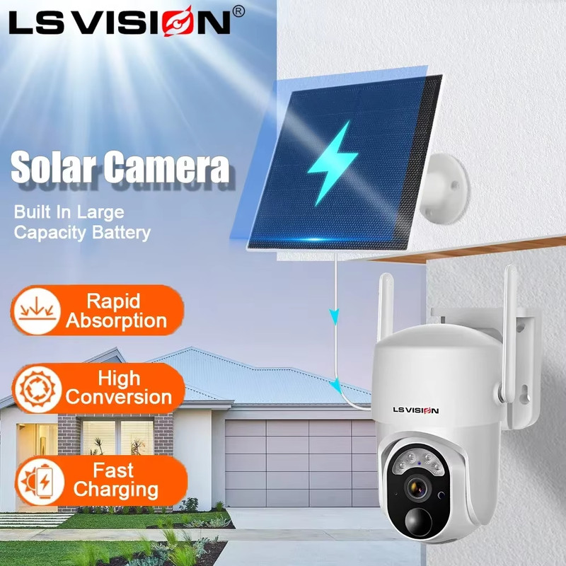 LS VISION 4MP Solar Wireless Security Camera Outdoor Solar Monitor Camera Night gallery