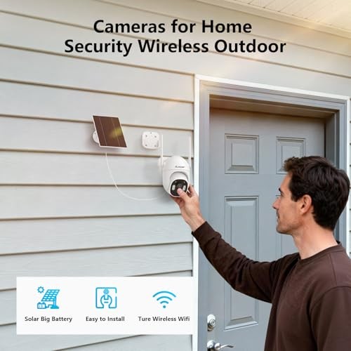 4MP Solar Security Camera Wireless Outdoor, 355° Pan Tilt Motion 1-Cam Solar gallery