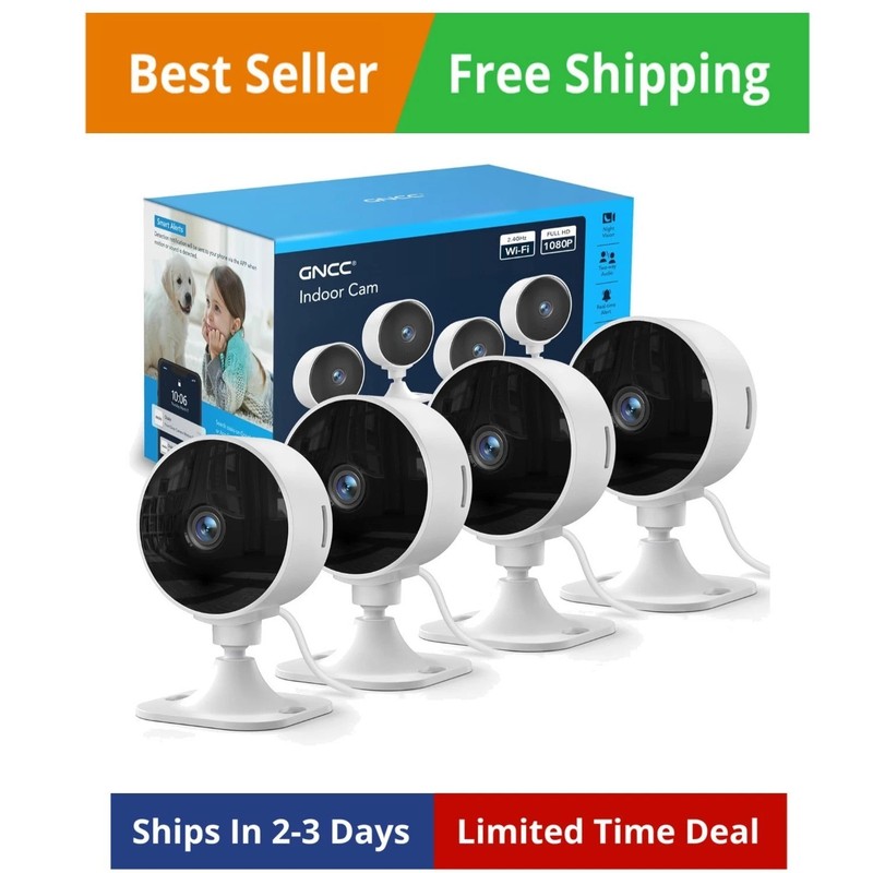 2.4GHz Indoor Security Camera, 1080P Home Camera for Pet Monitoring, Motion D…